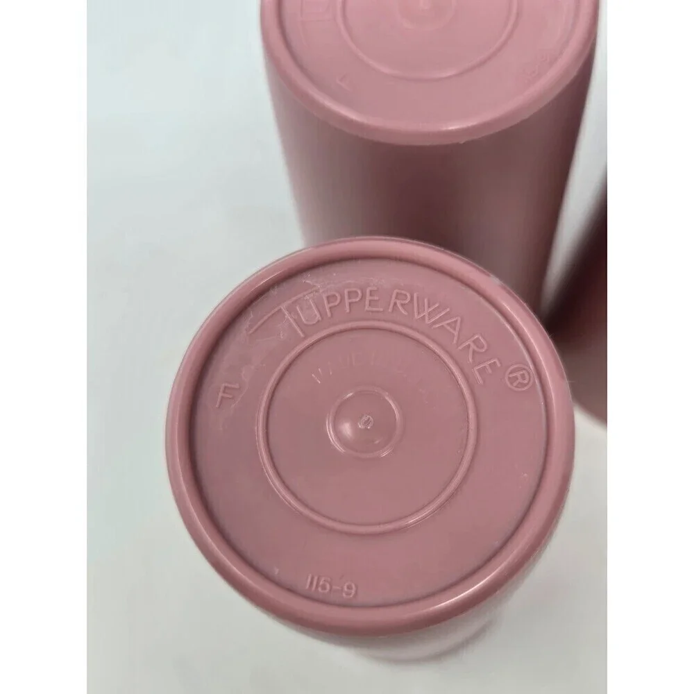 VINTAGE TUPPERWARE SET OF 4 TALL TUMBLERS DUSTY ROSE PINK 12 OZ DRINKWARE 1990S